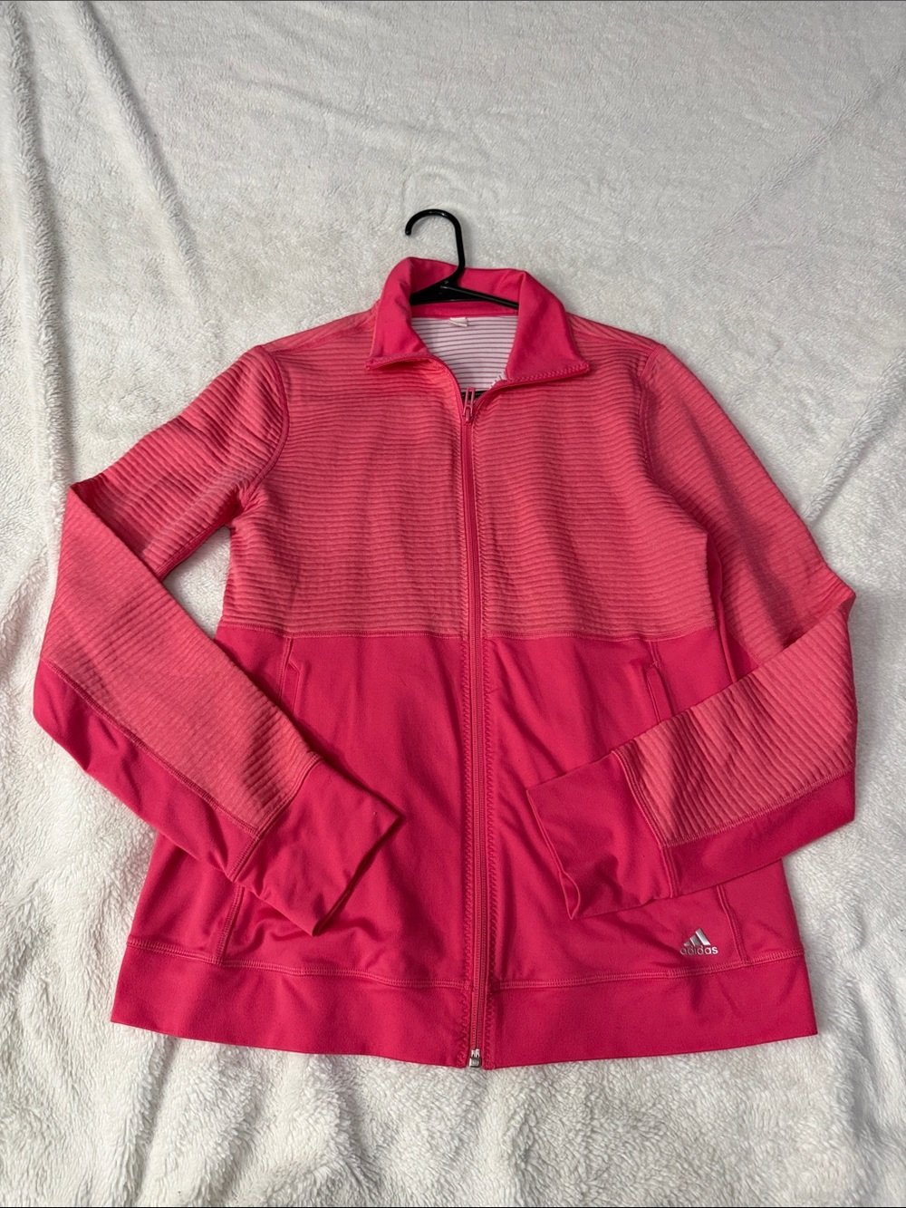 adidas Women's Two-Tone Pink Full-Zip Bomber Jacket